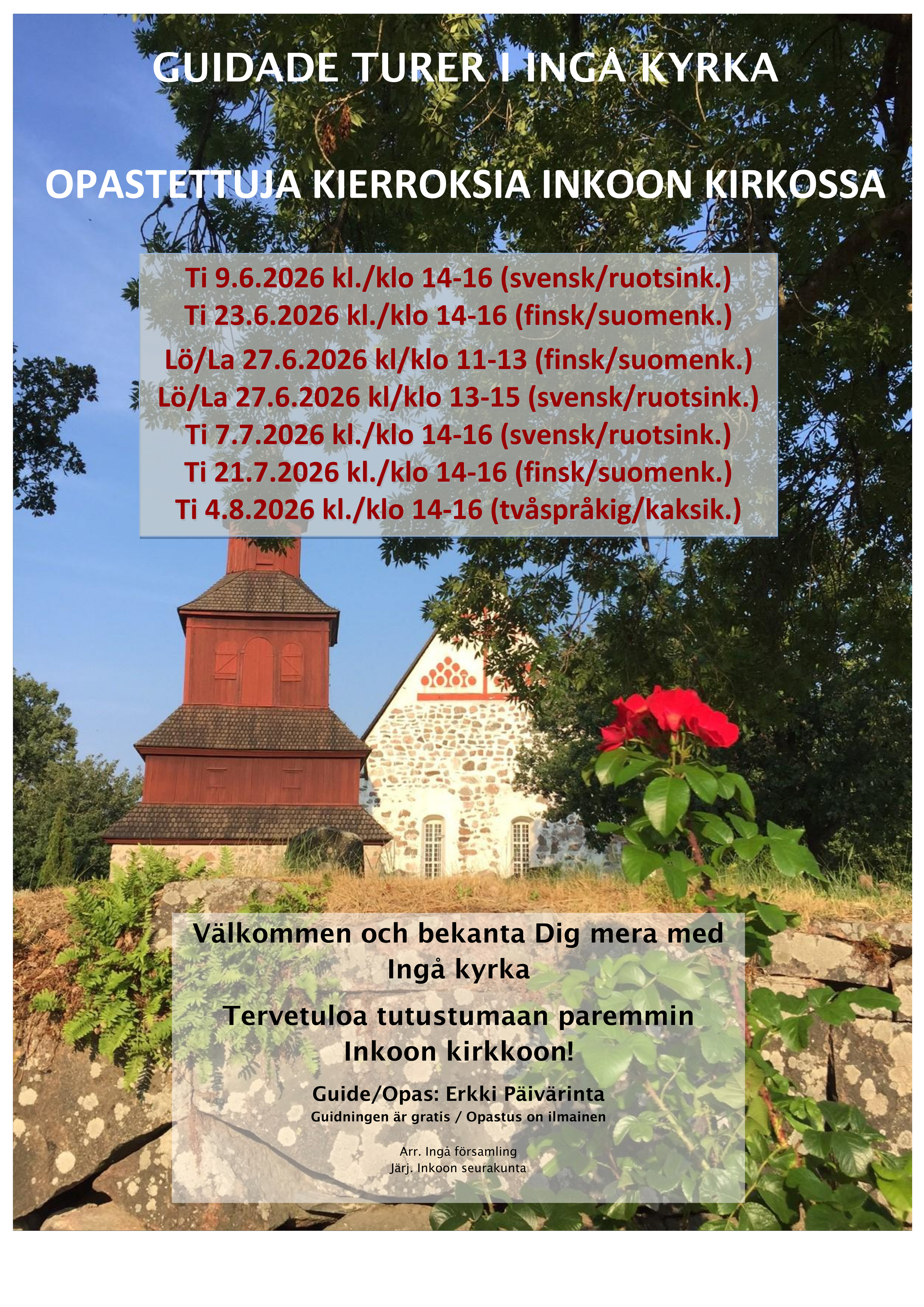Guidade turer i Ingå kyrka - Opastettuja kierroksia Inkoon kirkossa