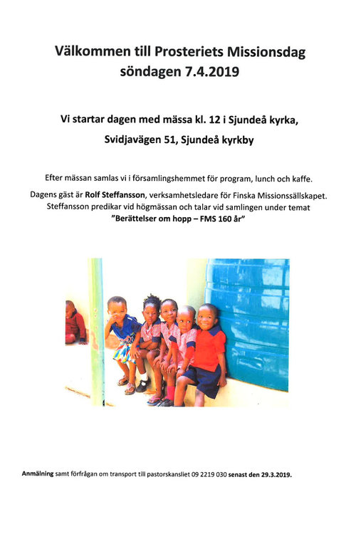 Prosteriets missionsdag i Sjundeå Prosteriets missionsdag i Sjundeå